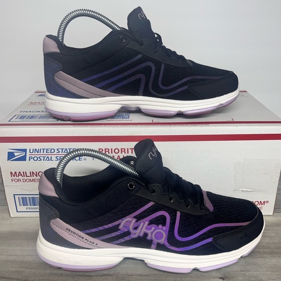 Ryka Devotion Plus 5 Re-Zorb Shoes Womens 7 Black Purple Running activewear Cute - Picture 1 of 7